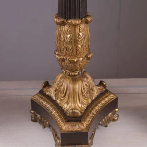 Bronze Empire Column Lamps with intricate gilt bronze detailing, 19th century French design, electric wired, 63 cm tall.