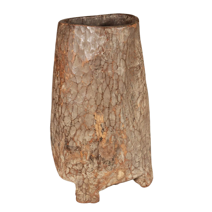 Rustic hollowed tree trunk hall stand with facet cuts and short legs from Collection EE10, circa 1900 style