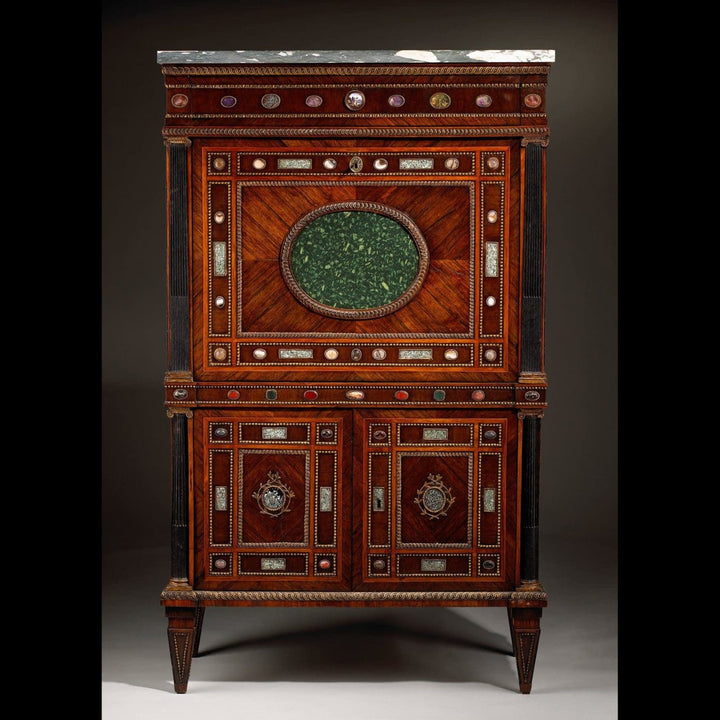 North Italian secretaire with hardstone inlay attributed to Giovanni Battista Maroni from Nwtiques