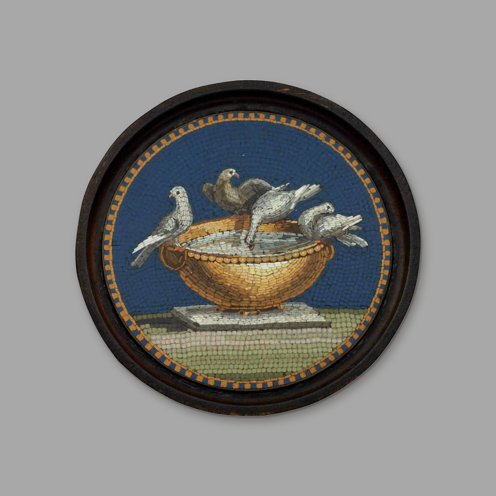 Giacomo Raffaelli Doves of Pliny, on a plain mid-grey background.