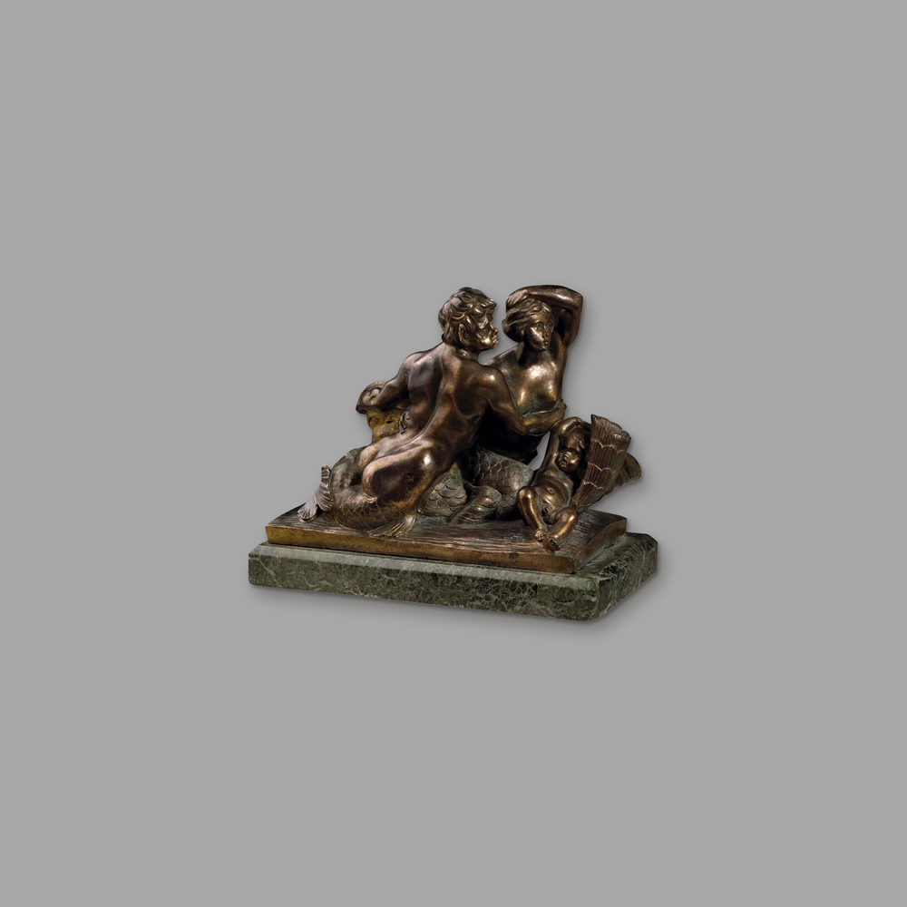 Triton and Nereid, on a plain mid-grey background.