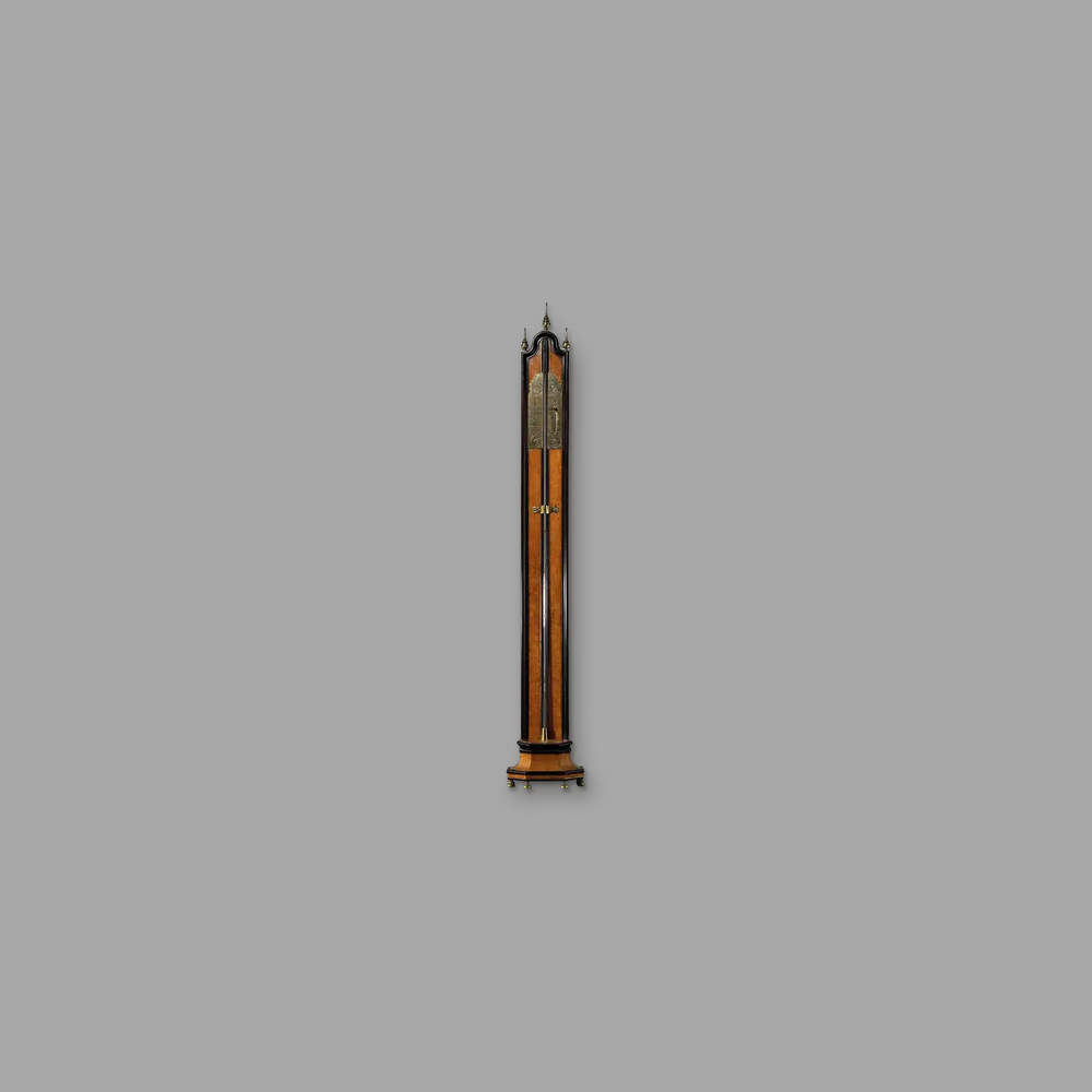 Louis XIV Ebony & Amboyna Barometer, on a plain mid-grey background.