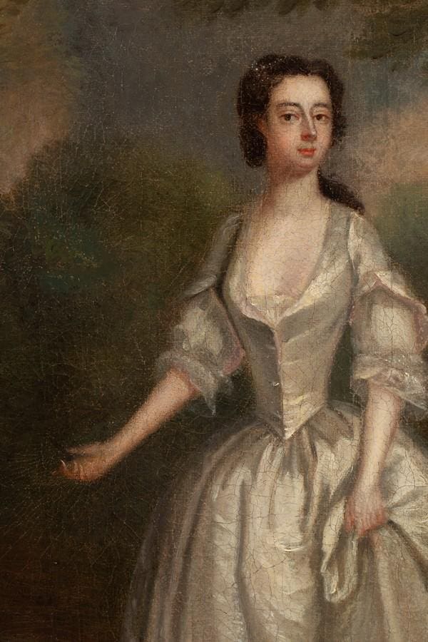 Portrait of Lucy Sotheron in 18th-century dress by Charles Phillips, offered by Nwtiques.