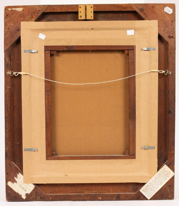 Back view of framed Charles Phillips portrait canvas with hanging wire, sold by Nwtiques