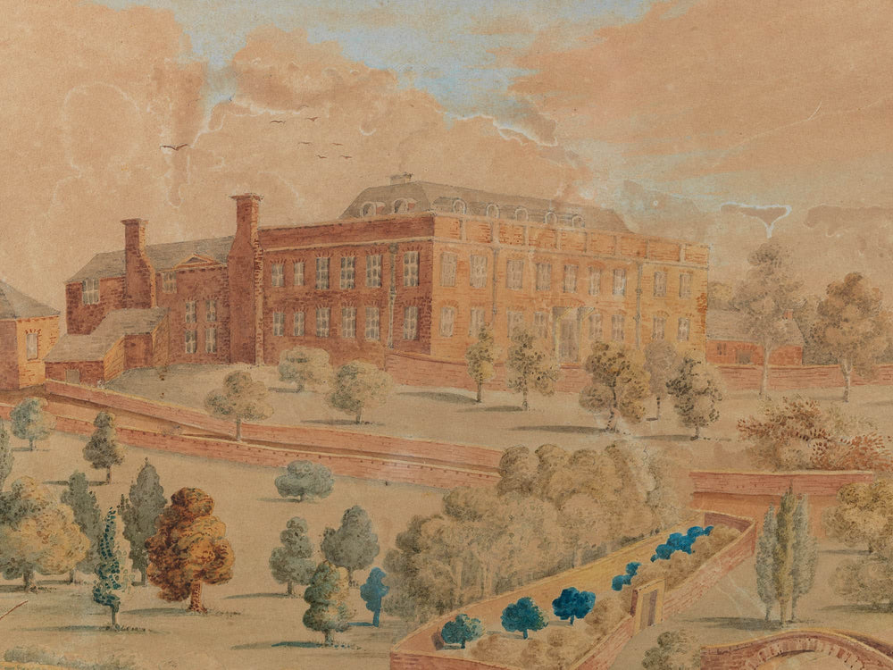 19th century watercolour of Dilston Hall historic estate by Nicholas Wells Antiques circa 1820 framed artwork