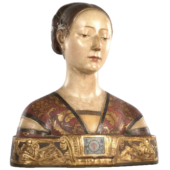 Terracotta bust of a woman after Francesco Laurana, circa 1890, offered by Nwtiques