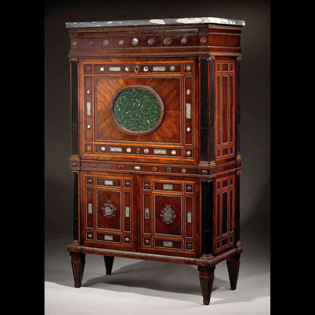 North Italian secretaire with hardstone inlay attributed to Giovanni Battista Maroni from Nwtiques