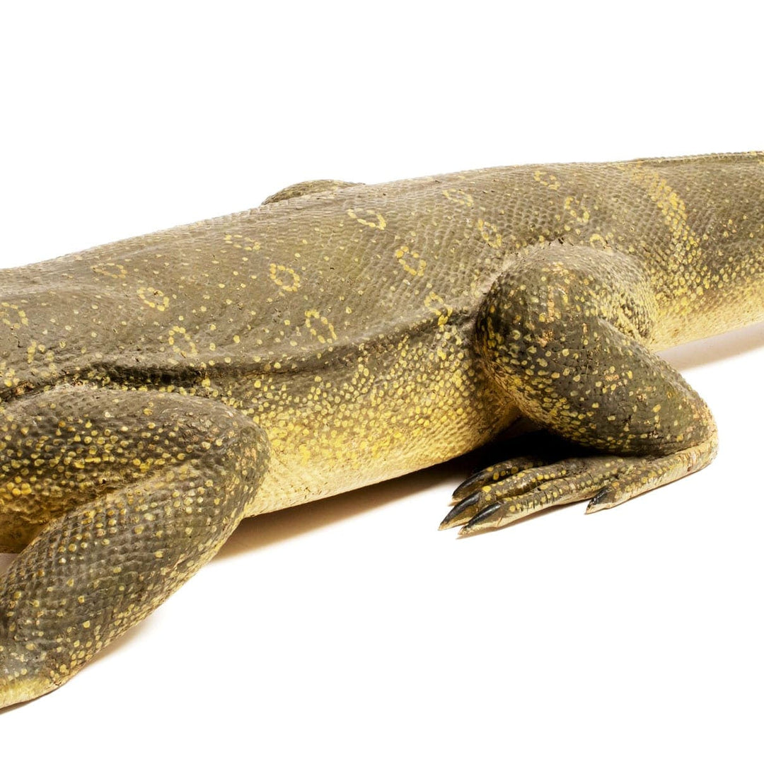 Carved wood figure of Komodo Dragon with detailed scales by Nwtiques, Indonesia, 20th century