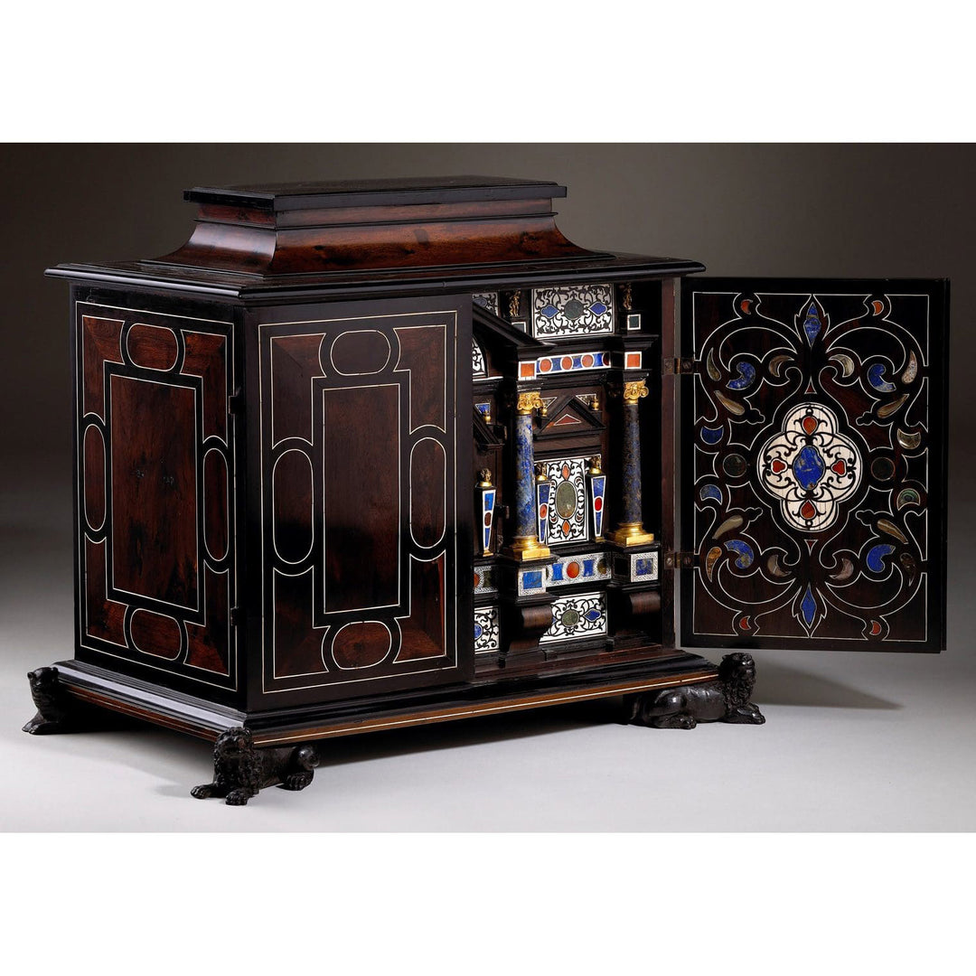 17th-century Italian Baroque cabinet with ebony exterior and ornate lapis lazuli inlays by Nicholas Wells Antiques