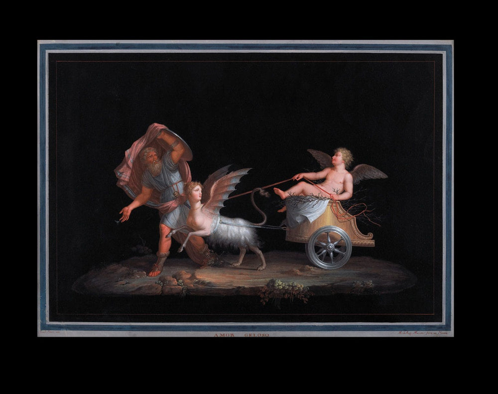 Amor Geloso by Michelangelo Maestri, 1790 gouache on paper, offered by Nwtiques.
