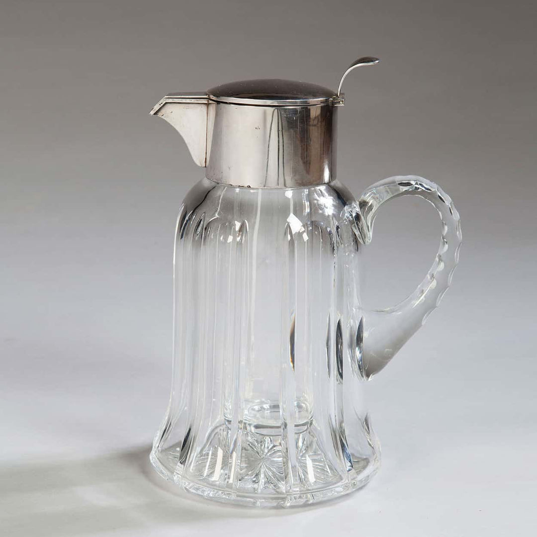 Art Deco Asprey .925 silver and cut crystal lemonade jug with hinged lid by The Sold Archive