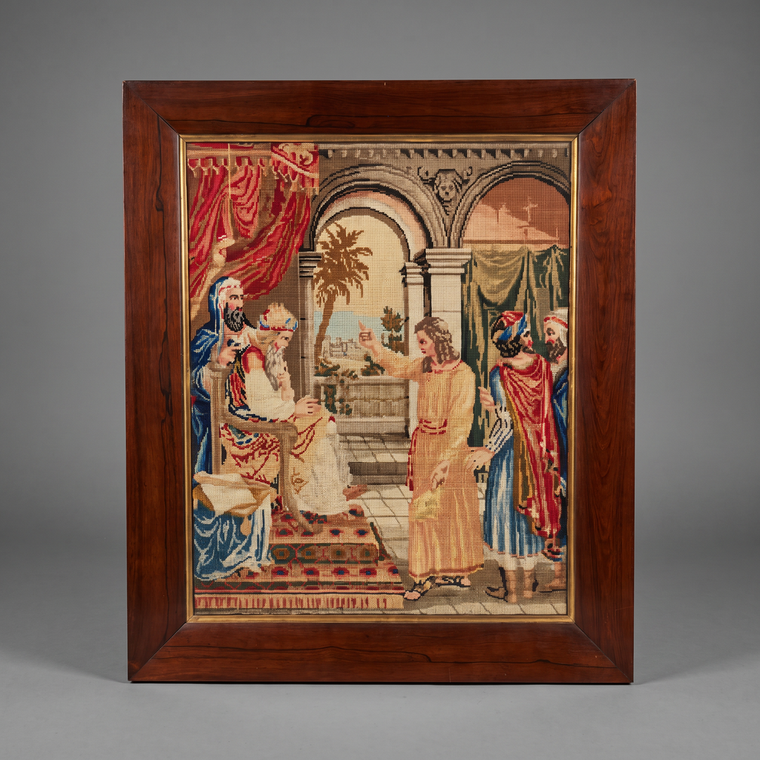A Victorian Berlin Woolwork Depicting Joseph Interpreting Pharaoh’s Dreams