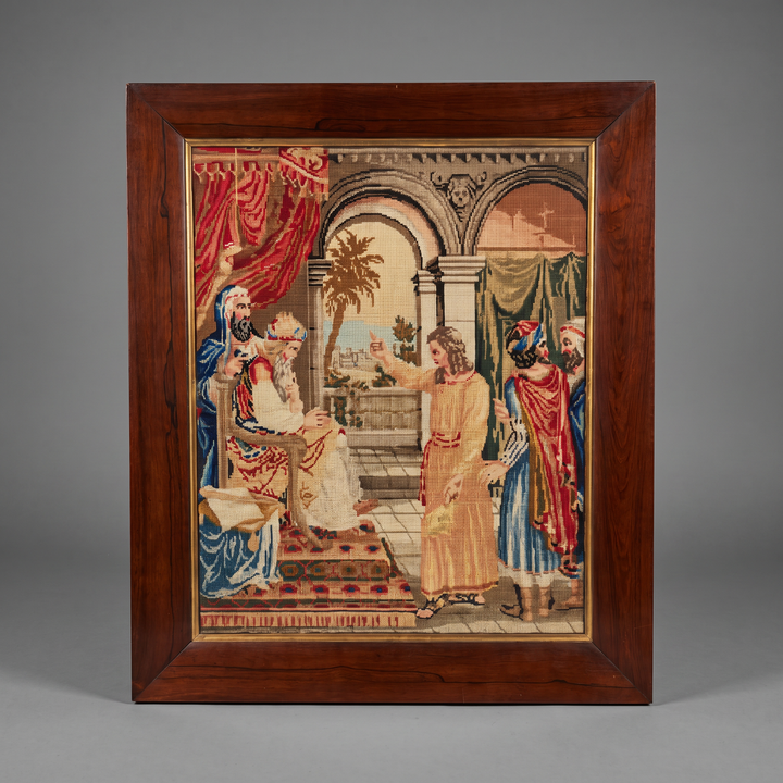 A Victorian Berlin Woolwork Depicting Joseph Interpreting Pharaoh’s Dreams
