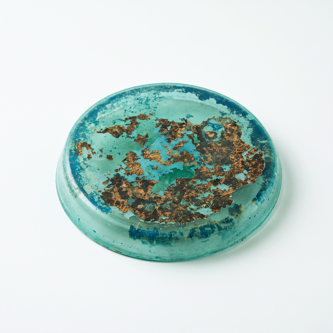 Ancient Roman Turquoise-Blue Glass Dish, circa 2nd–4th Century AD