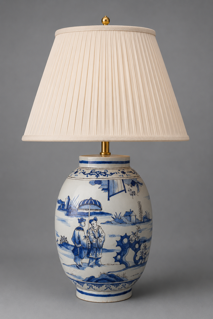 Early 18th Century Dutch Delft Blue and White Vase Mounted as a Table Lamp