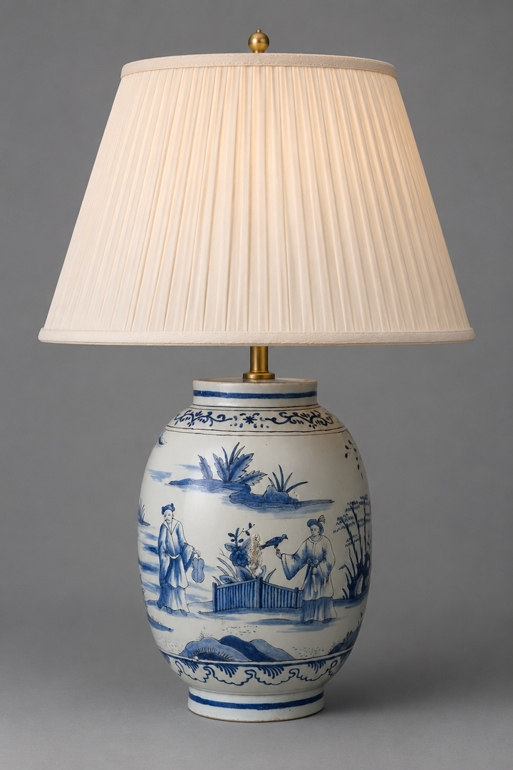 Early 18th Century Dutch Delft Blue and White Vase Mounted as a Table Lamp