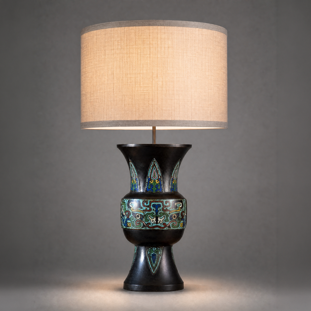 Chinese Cloisonné Bronze Vase Mounted as a Lamp