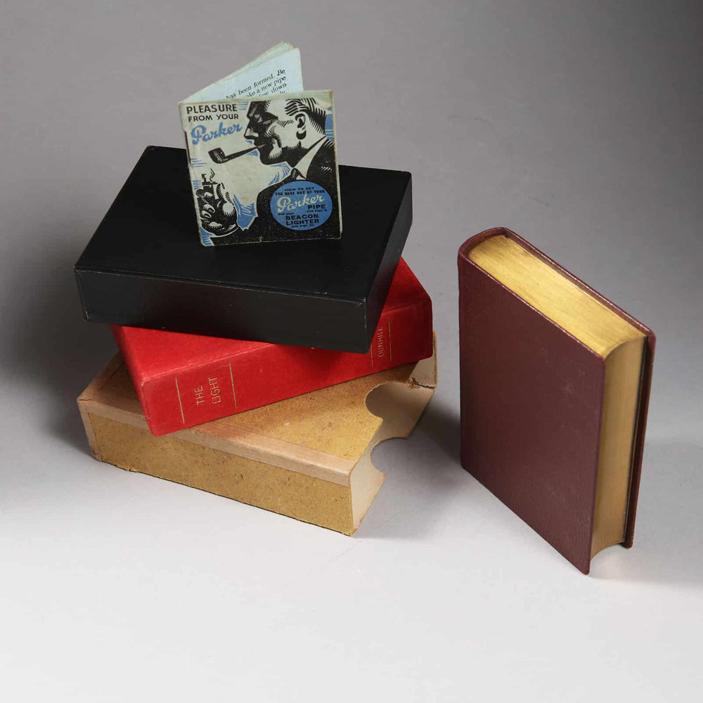 Dunhill The Light Novelty Petrol Lighter in leather book style with gilt edges by Nicholas Wells Antiques