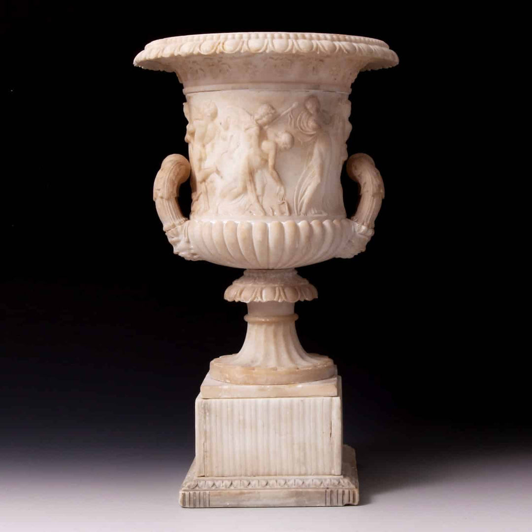 Early 19th-century Italian alabaster Borghese Vase with intricate mythological carvings by Collection CK20