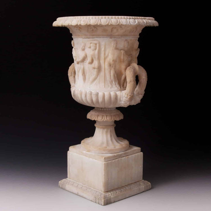 19th-century Italian Borghese Vase in alabaster with classical mythological motifs by Collection CK20