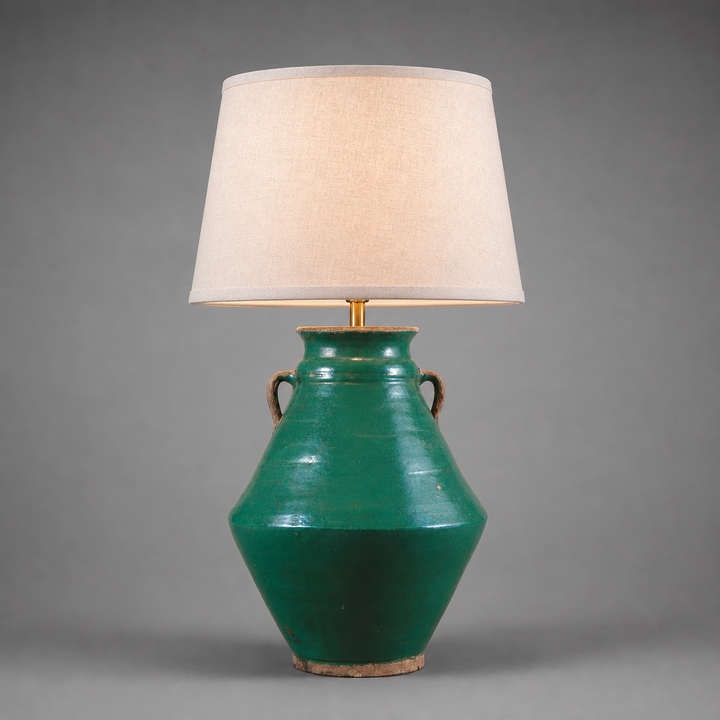Tamegroute Green Glazed Pottery Vessel Mounted as a Table Lamp