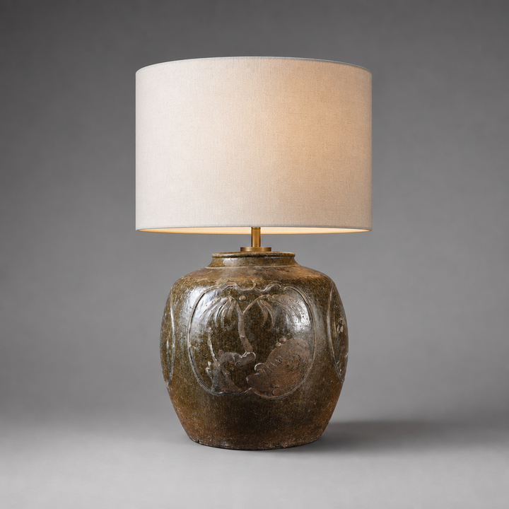 Chinese Stoneware Martaban Jar Mounted as a Table Lamp