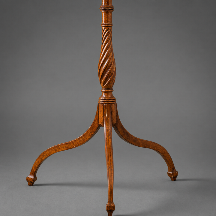 A Rare George III Satinwood Pole Screen with Silk Embroidered Panel