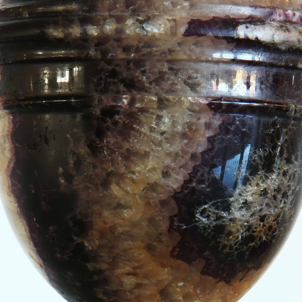 Close-up of a George III Blue John urn showing rich purple bands and texture from Collection CK20