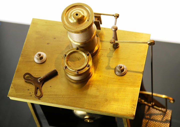 Antique brass steam hammer clock by André Romain Guilmet, circa 1870, offered by Nwtiques