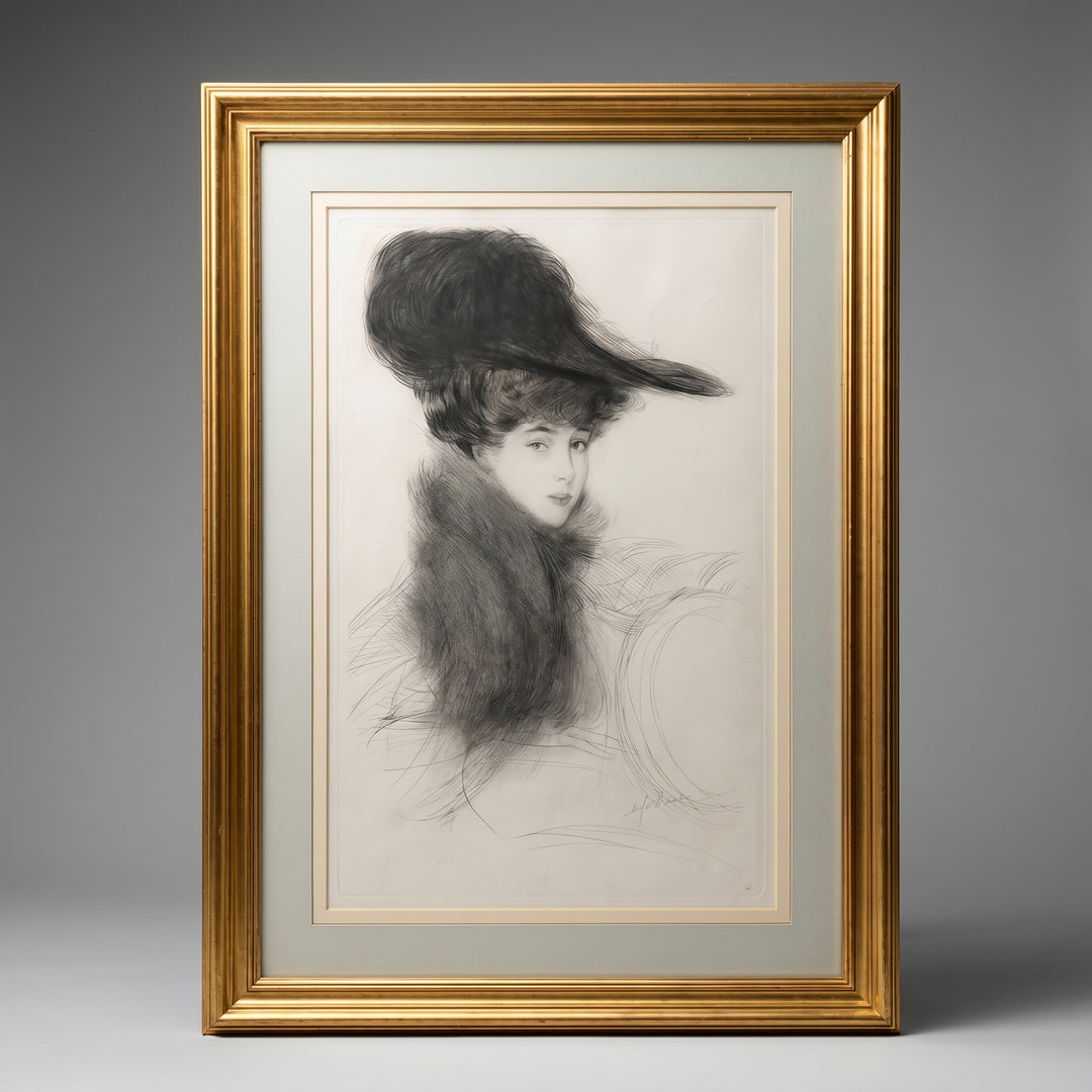 A drypoint etching of the Duchess of Marlborough by Paul Cesar Helleu
