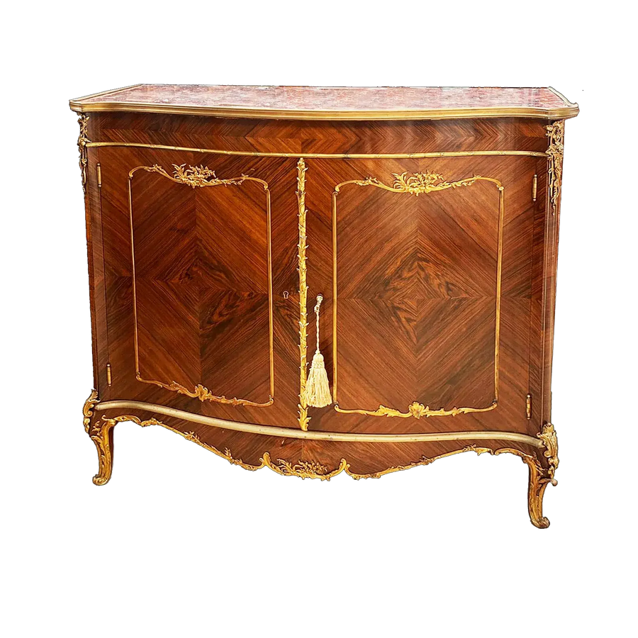 Napoleon III French side cabinet with breccia marble top and gilt bronze by Nwtiques