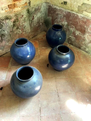 Chinese Blue-Glazed Pottery Vase Mounted as a Table Lamp