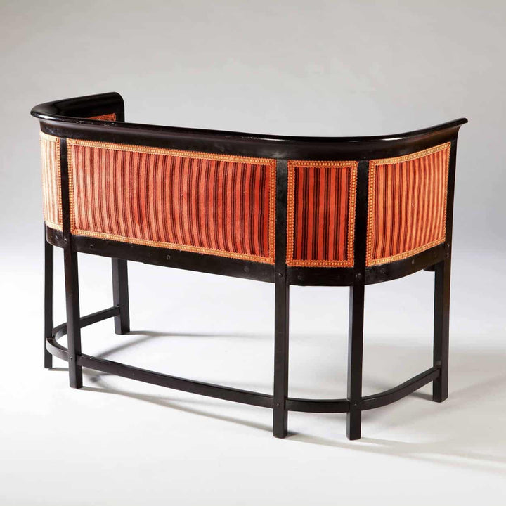Ebonised Viennese Secessionist settee with striped velvet upholstery by Collection TH20, circa 1910.