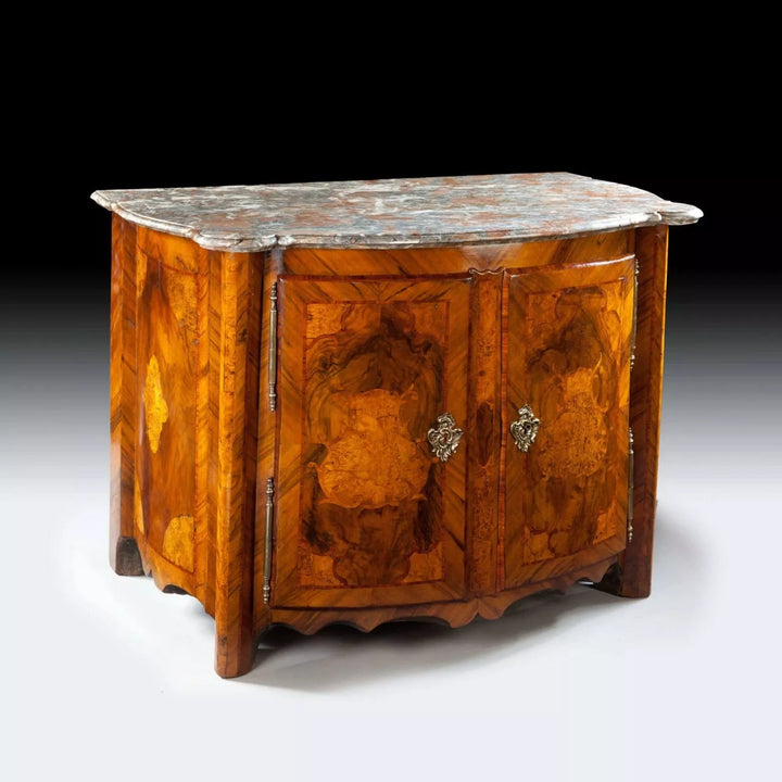 Early 18th-century French Louis XIV walnut cabinet with Breccia marble top by Nwtiques