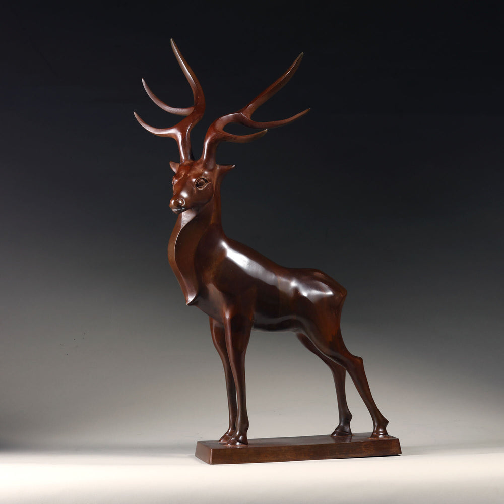 Japanese bronze sculpture of a stag from the Showa period by Collection TH10 with fine patinated finish