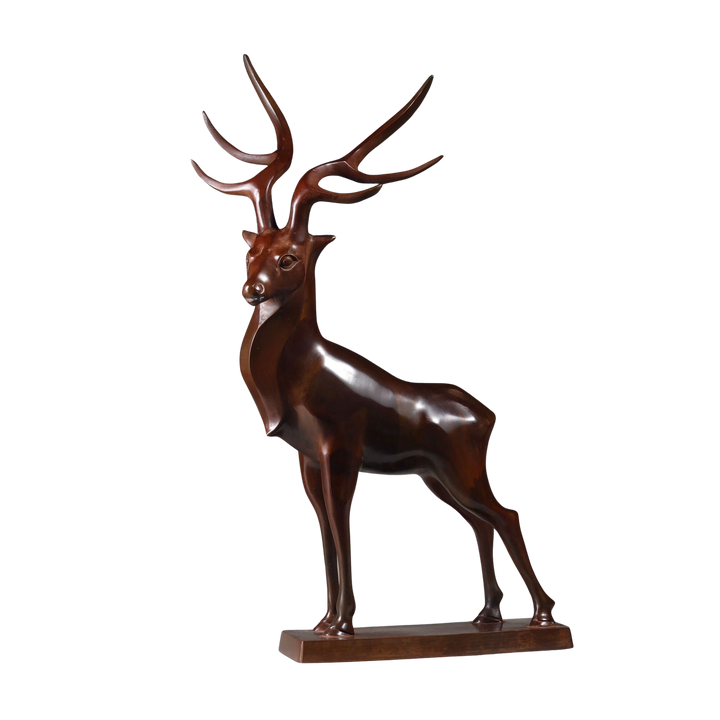 Japanese bronze stag sculpture from the Showa period by Collection TH10, showcasing refined mid-20th-century craftsmanship