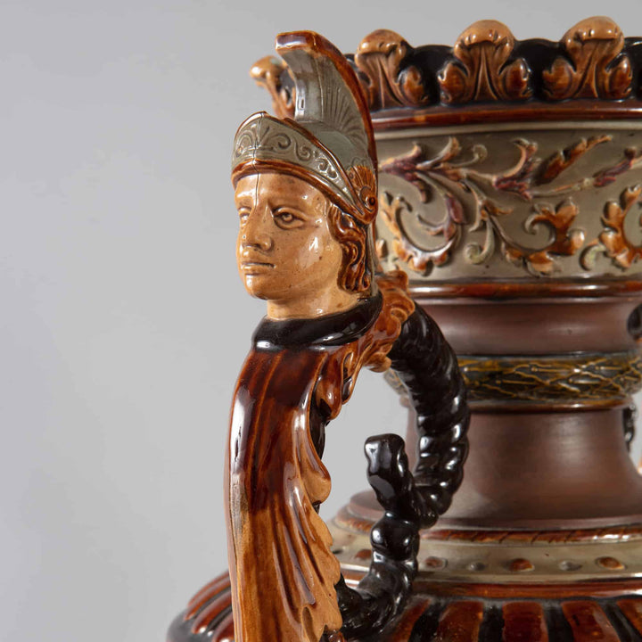 Close-up of a Romantic Bohemian Neo-classical vase handle with sculpted figure from Collection TH20