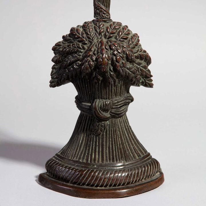 English bronze wheatsheaf doorstop from Collection TH10 with detailed grain and knotted design base