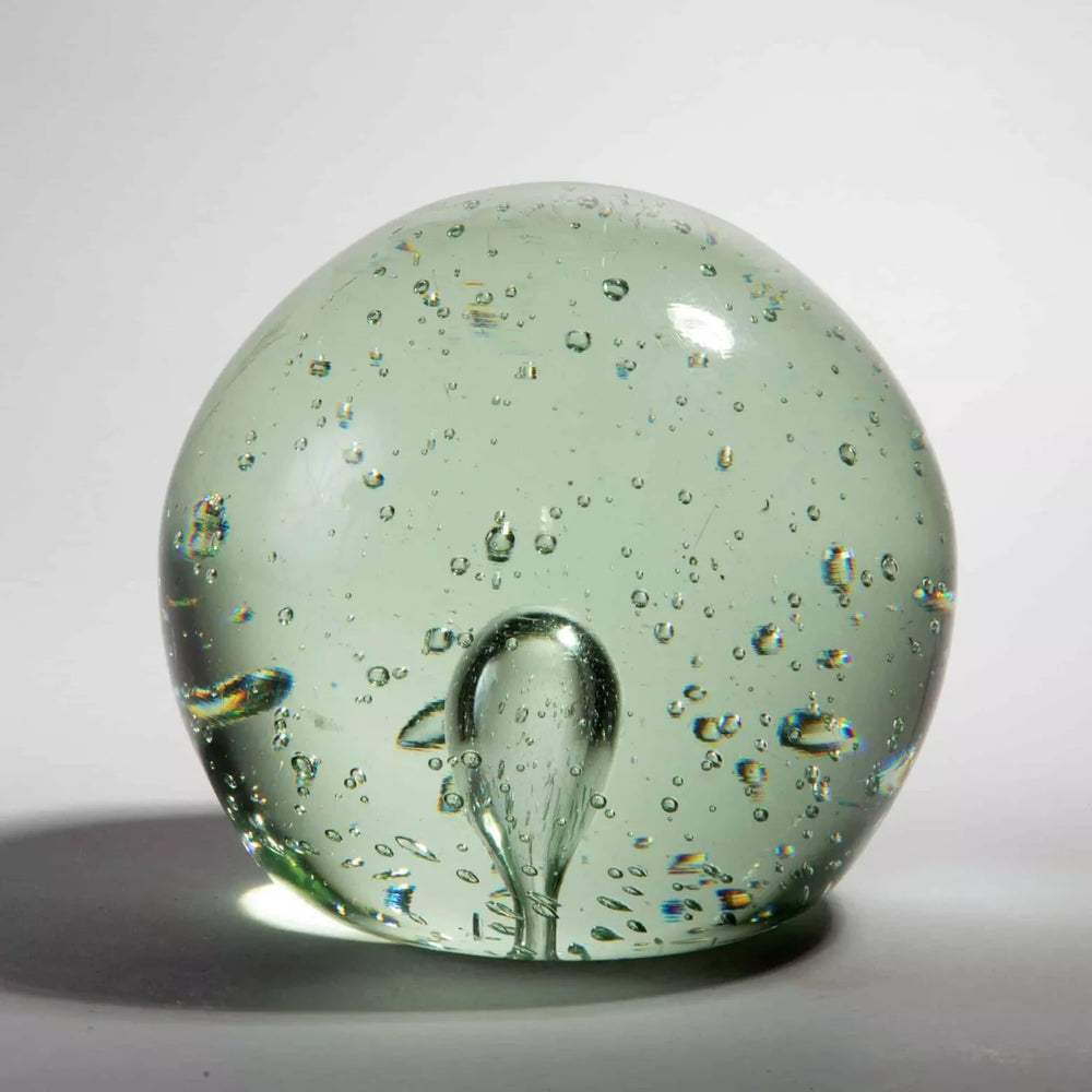 Large blown glass bubble door stop with suspended bubbles from Collection TH10 in a minimalist style