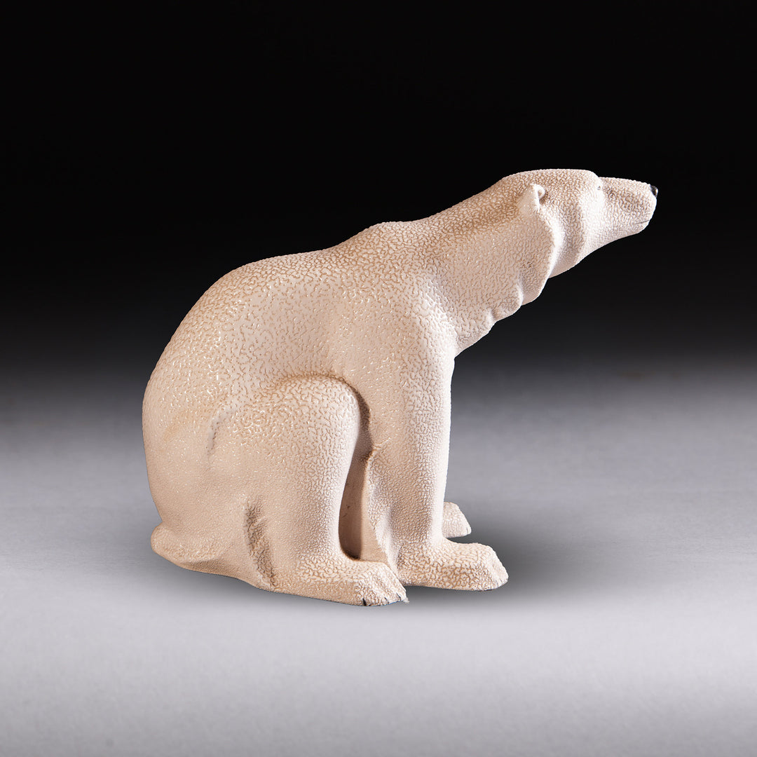White ceramic polar bear figurine in shagreen enamel by Collection TH30, elegant vintage design from 1929–1936