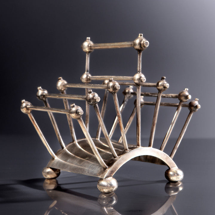 Late Victorian silver-plated letter rack by Hukin & Heath in the style of Dr Christopher Dresser Collection TH30