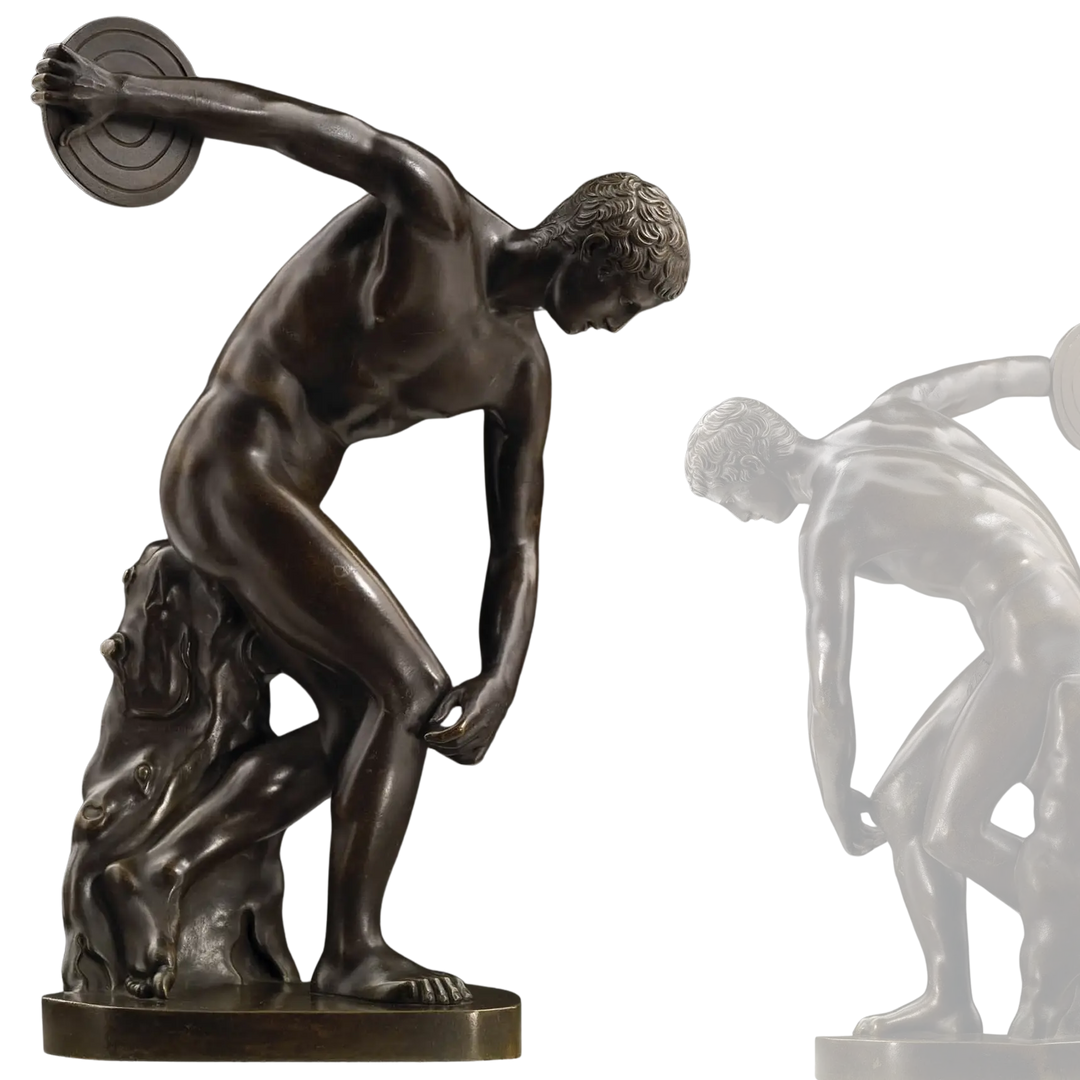 Discobolus After Myron Bronze After the Antique, 19th century bronze sculpture depicting a discus thrower.