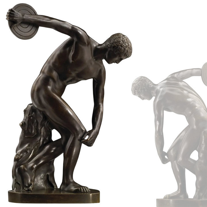 Discobolus After Myron Bronze After the Antique, 19th century bronze sculpture depicting a discus thrower.