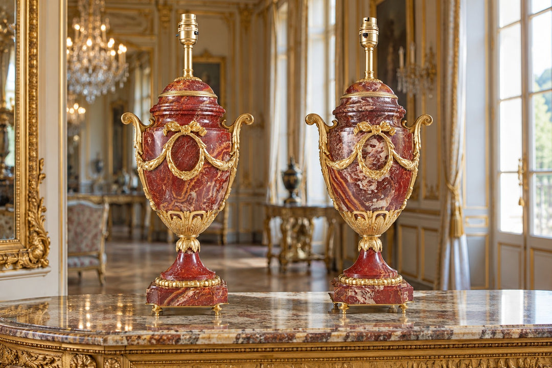 [NWA] 008 Pecorella urn table lamps gilded room setting 28-10-26
