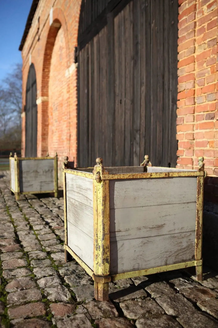 Pair of large Orangerie Versailles planters with cast iron and timber sides from Collection EE10 circa 1920s France
