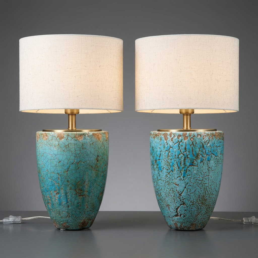 Pair of Blue vases Mounted as Table Lamps