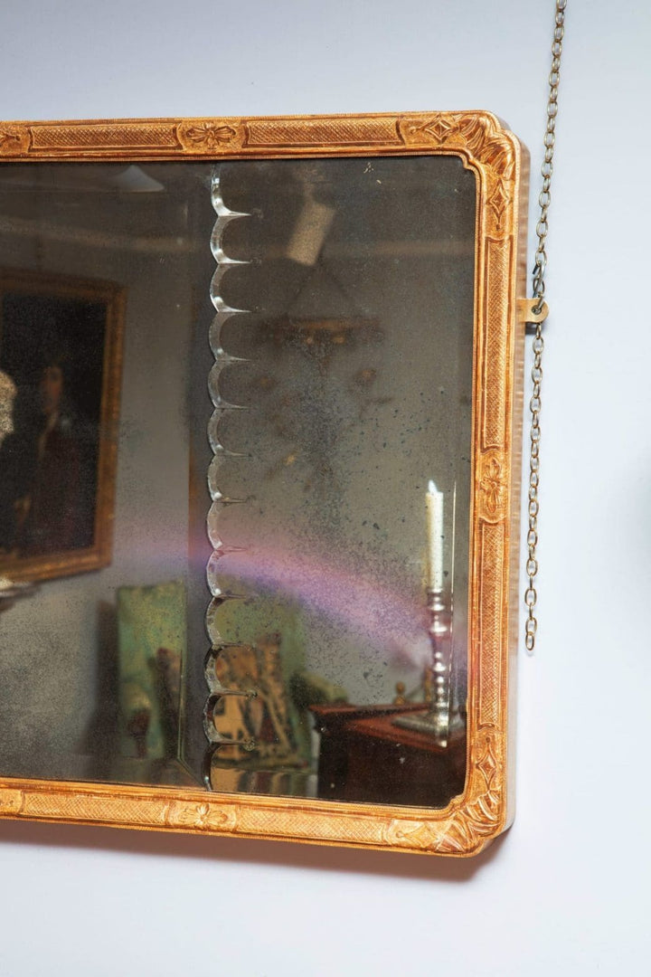 Queen Anne Overmantel Mirror with beveled mercury glass plates and carved giltwood frame circa 1710 England