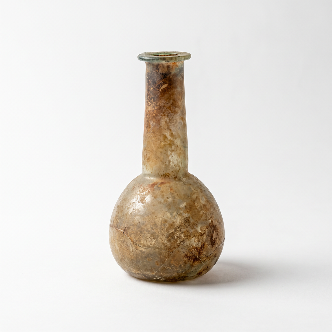 Ancient Roman Glass Flask with Globular Body
