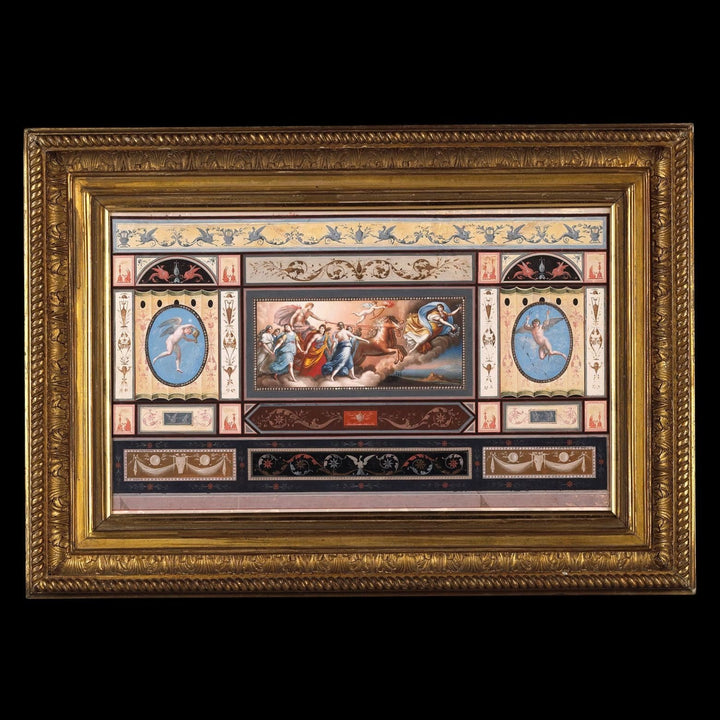 Tomasso Bigatti after Guido Reni ceiling fresco studies in ornate gold frame from Collection CK10, Italian Baroque style artwork