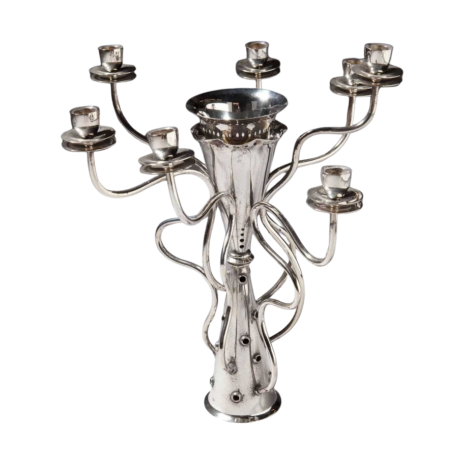 Silver plate candelabrum with curving arms by Borek Sipek, late 20th-century design from Collection TH10